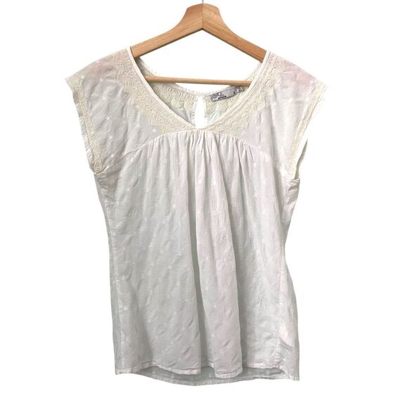 Prana White Embroidered Blouse 100% Organic Cotton in Size Small - Picture 1 of 8